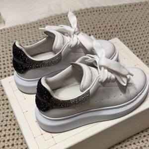 Alexander McQueen White Sneakers with swarowski bedazzled Heel